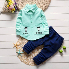 boys shirts+denim pants party sets