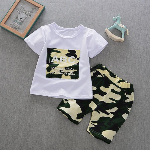 boys cotton shorts sleeve t shirt+shorts sets