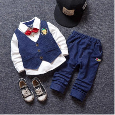 boys long sleeve shirt+vest+pants party sets