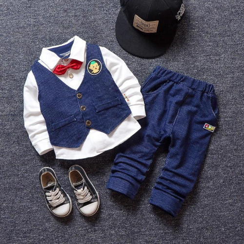 boys long sleeve shirt+vest+pants party sets