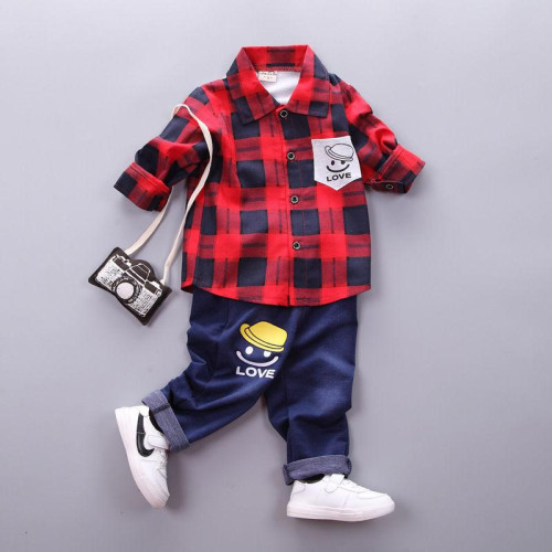 boys long sleeve shirts+pants casual sets