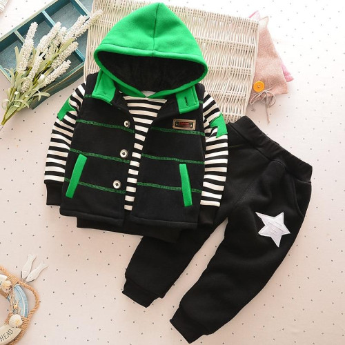 boys vest+long sleeve hoodie+pants sets