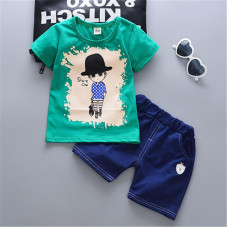 boys summer cotton tshirt+shorts sets