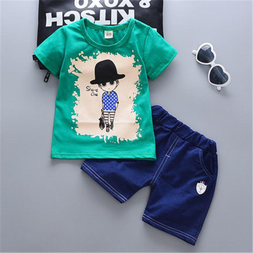 boys summer cotton tshirt+shorts sets