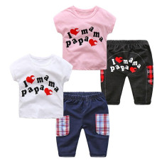 boys summer cotton t shirt+pants sets