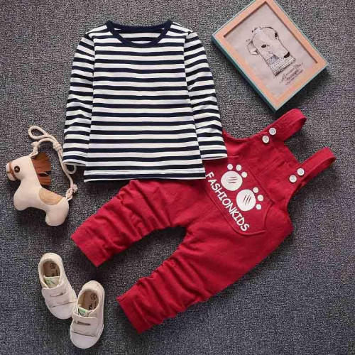 boys long sleeve t shirt+bib pants sets