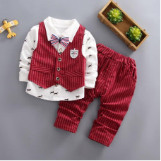 Boys long sleeve shirt+vest+pants party set