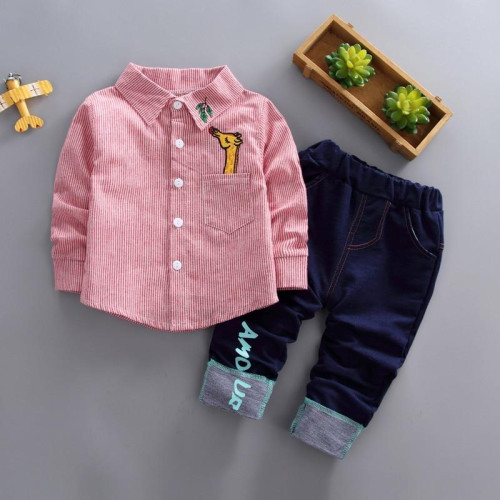 boys girls long sleeve shirt + pants sets