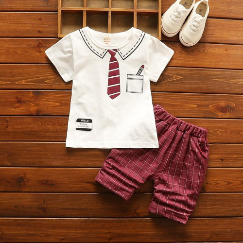 boys summer short sleeve t shirt+pants set