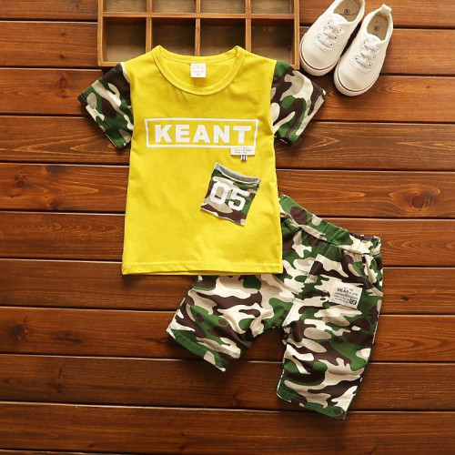 boys casual t shirt+shorts sets