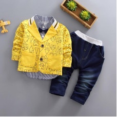 boys long sleeve coat +t shirt+pants party sets