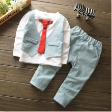 boys long sleeve shirt+coat+pants party sets