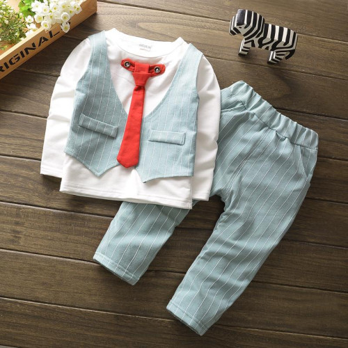 boys long sleeve shirt+coat+pants party sets