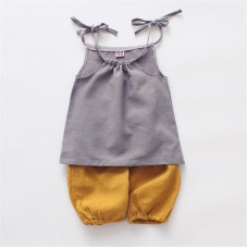 summer boys girls sleeveless tops+shorts sets