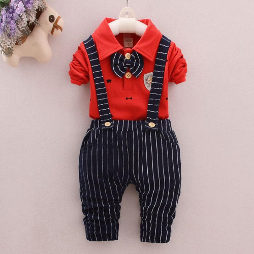 boys cotton long sleeve shirt Top+pants set