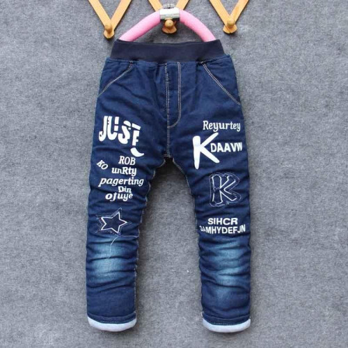 boys winter thick casual jeans pants