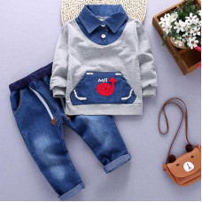 boys casual cotton tshirt+pants set