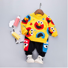 Boys Fashion Cartoon Casual T-shit + Black Pants sets