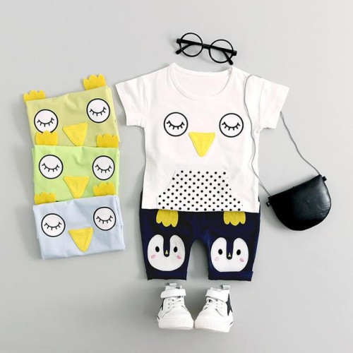 Boys Girls Cartoon T shirt + Mid-pants Sets