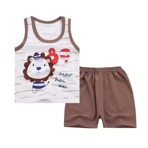 Summer boys girls sleeveless t shirt+shorts set