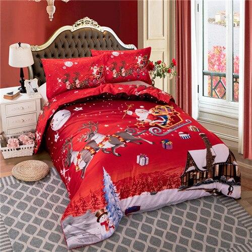 Christmas Cartoon Red duvet cover bedding set