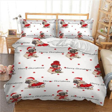 Cute Pug Merry Christmas duvet cover bedding set