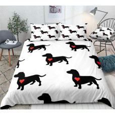 Sausage Dogs with Red Heart duvet Cover bedding set