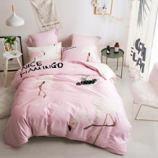 Flamingo Embroidery duvet cover bedding set