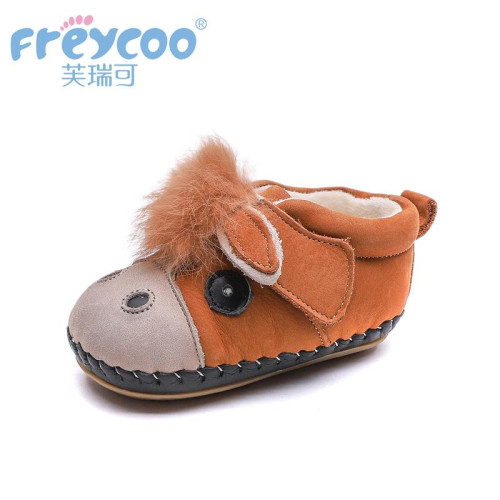 Boys Girls Genuine Leather Warm Cotton Shoes