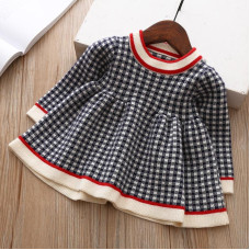 Girls  autumn winter Plaid Sweater Dress