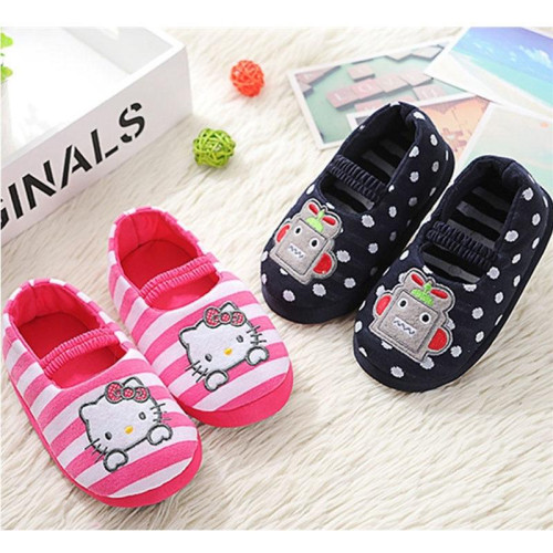 Girls Cute Cat Slippers Winter Warm Shoes