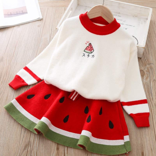 Girls Watermelon Cartoon Winter Clothing Sets