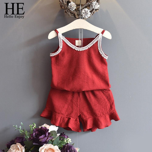 Girls Summer Sleeveless Top+Shorts Sets