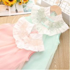 Girls Summer Ruffle Collar Sleeveless Dress