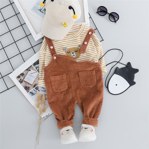 Boys Girls Clothes Suits Cartoon T Shirt Bib Pants