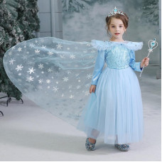 girls Halloween Snowflake Winter Long Sleeves Princess Party dresses