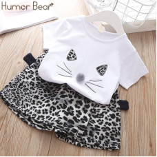 girls Summer Fashion Animal Cotton T-Shirt + pants sets