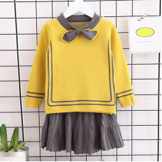 Fashion Girls Pullover Sweater + Pleated Skirt Sets