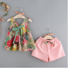 Girls Summer Sleeveless Vest Tops + Shorts Sets