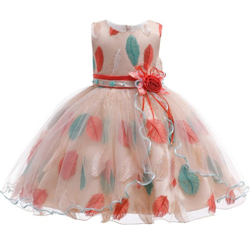 girls sleeveless Lace Petal party Dress