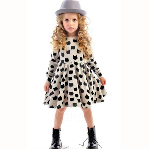 girls Cotton A-line Long Sleeve Girls Dress