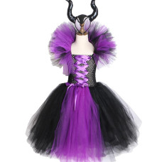 girls Maleficent Evil Queen Halloween Cosplay Witch Costume