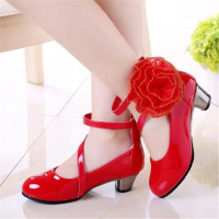 Girls High-heeled Leather Shoes