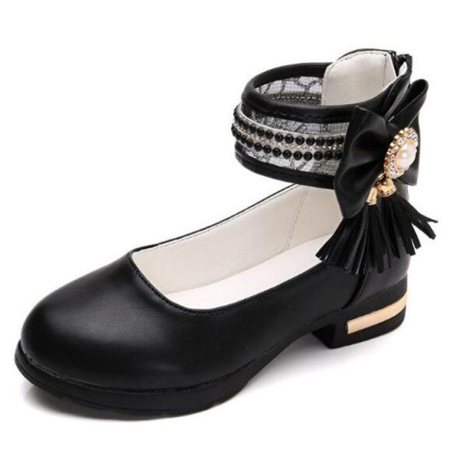 Fringe Butterfly-knot Girls Leather Shoes