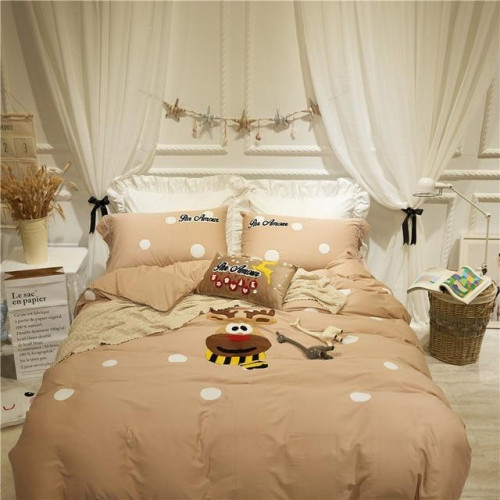 cartoon deer Embroidery Duvet bed set