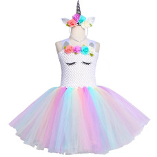 girls Pastel Christmas Halloween Unicorn Tutu Dress