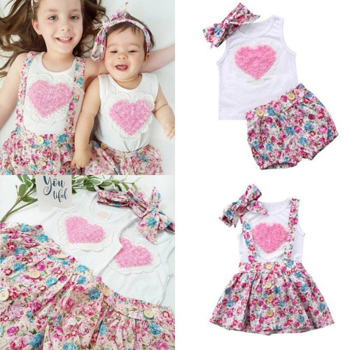 Girls Floral Sleeveless Dress Romper