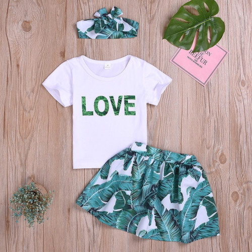 Girls short sleeve tops Skirt Sets