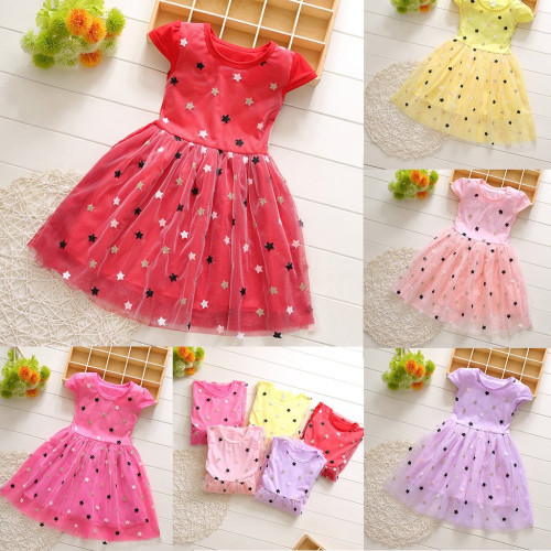 Girls Summer Party Star Print Dress