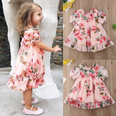 Girls Summer Flowers Party Tutu Dress